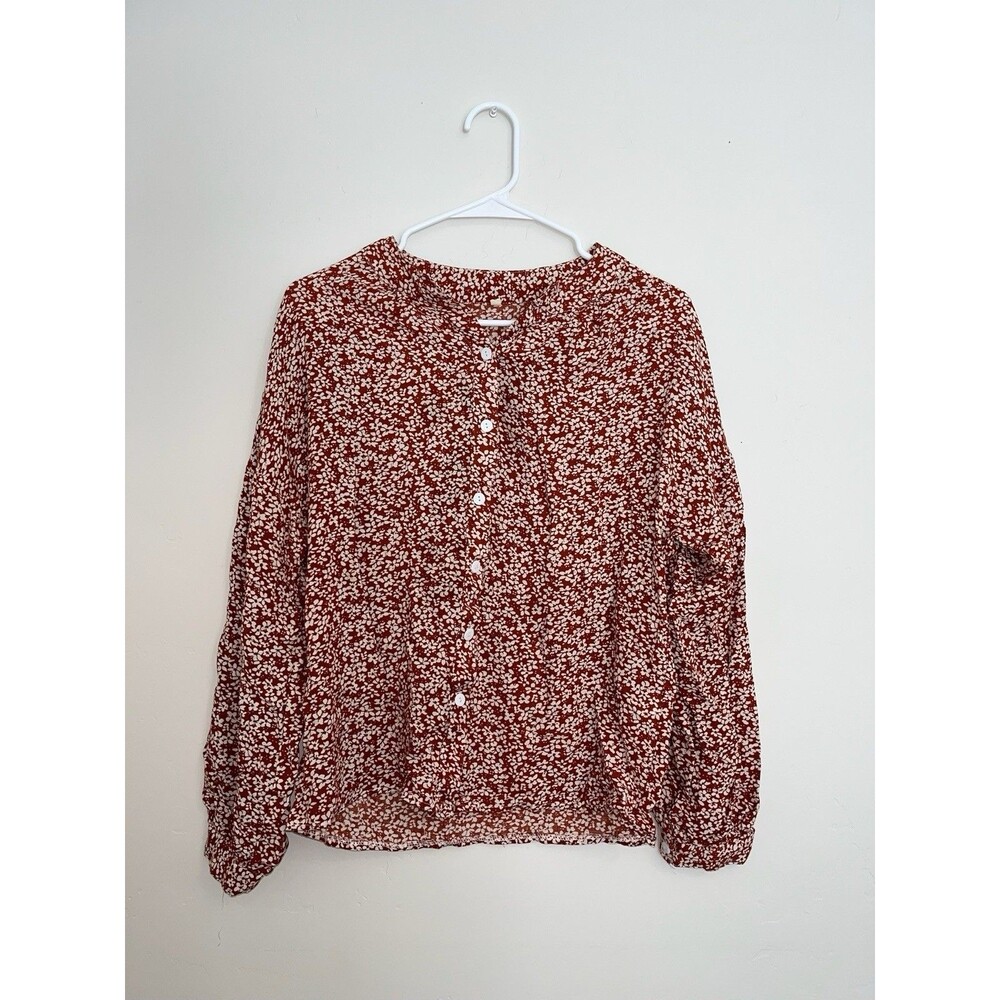 Floral Print Button Down Blouse Size Small